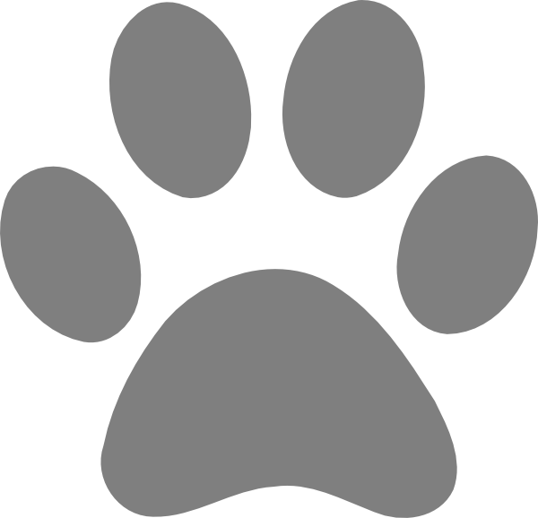 Grey Paw Print Clip Art - Paw Print Transparent Background (600x578)