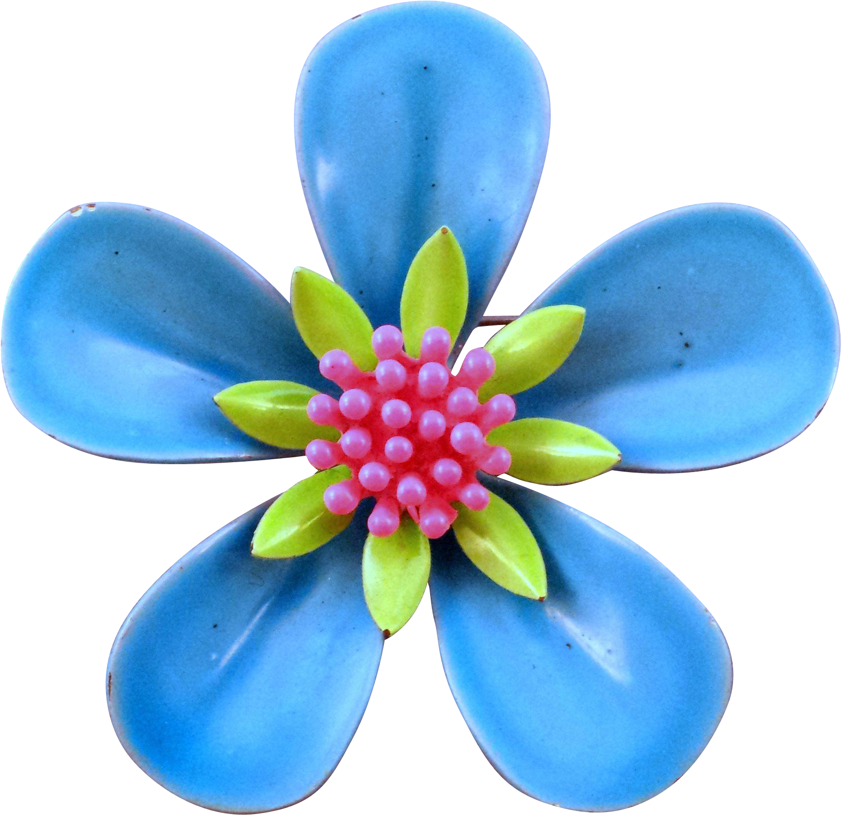 Blue Green And Pink 1960s 5 Petaled Enameled Metal - Blue Green And Pink 1960s 5 Petaled Enameled Metal (1690x1690)