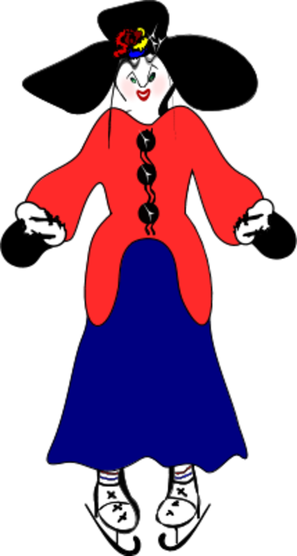 Lady Wearing Hat And Ice Skating Shoes - Clip Art (1281x2400)