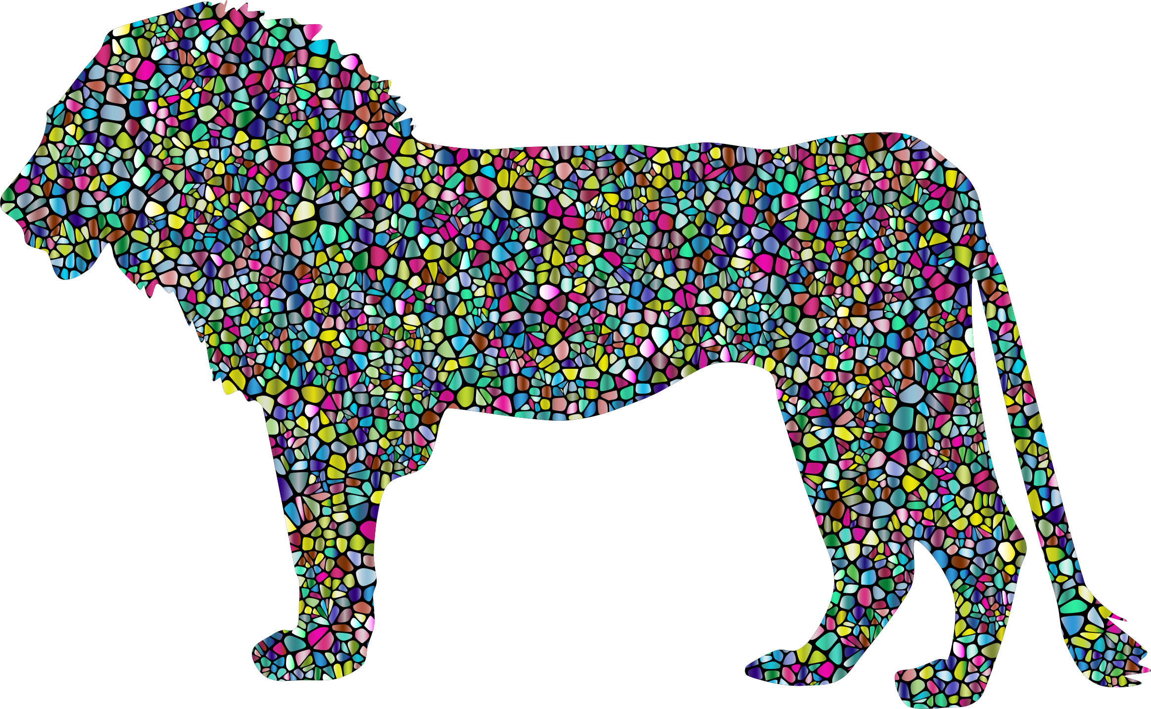 Tiled Lion Profile Silhouette With Background - Lions Silhouette Transparent Background (2326x1434)