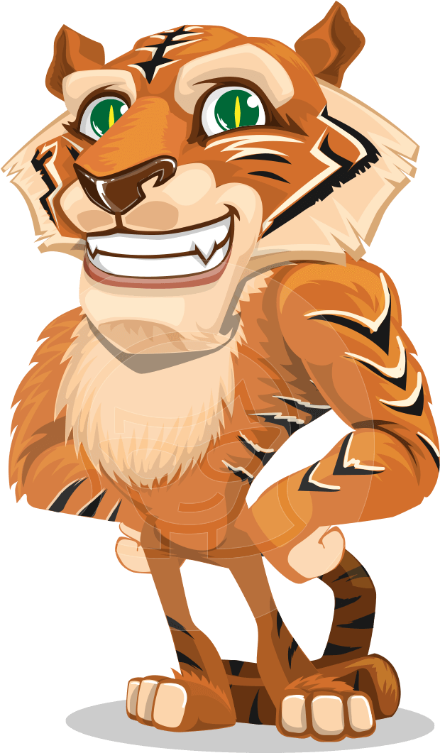 Tiger Lion Clip Art - Cartoon Animal Characters Poses (867x1060)