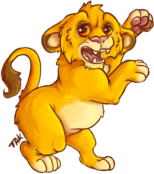 Rampant Lion Cub By Taksart - Cartoon (507x573)