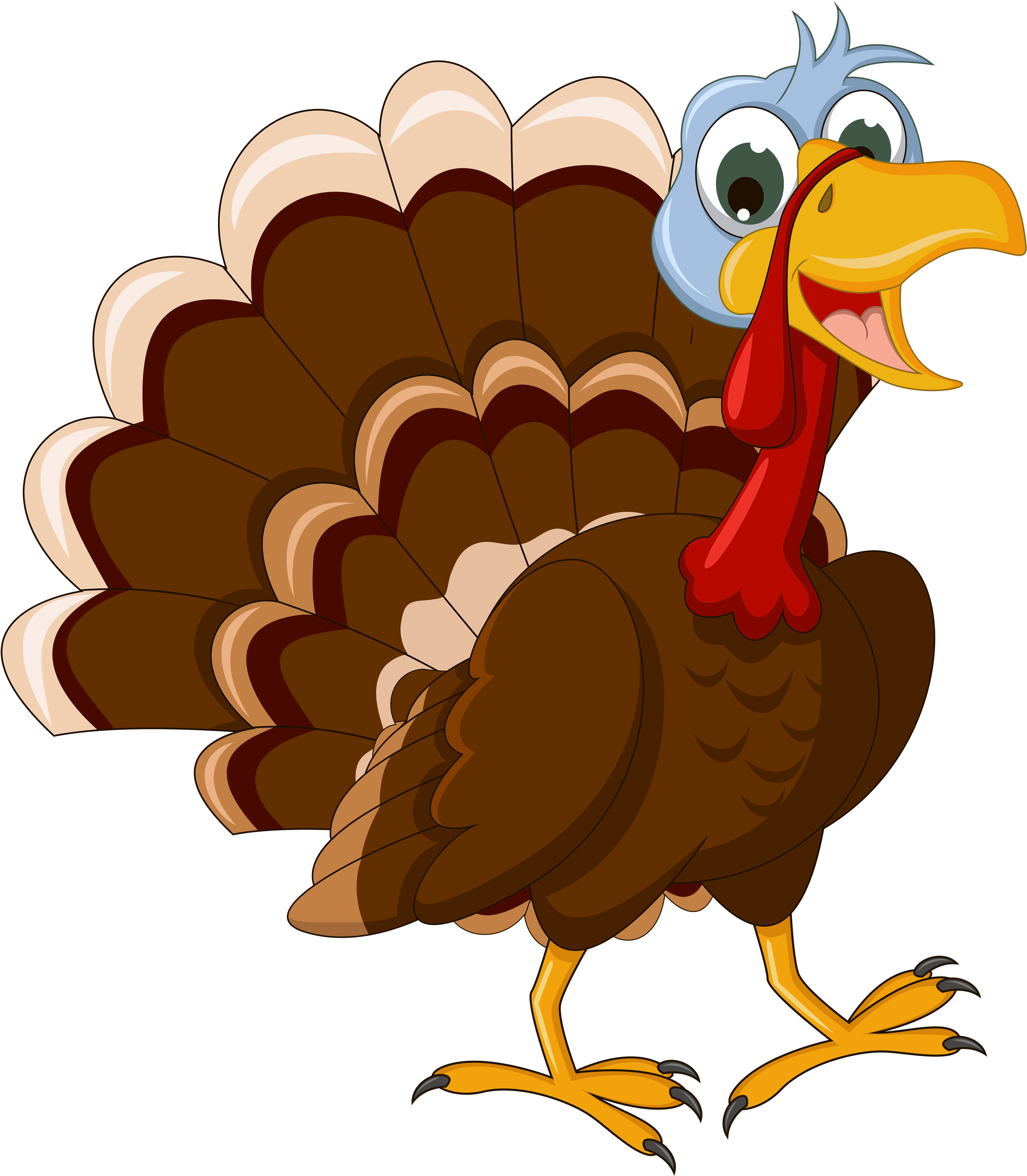 Thanksgiving Clip Art Transparent Background - Turkey Cartoon (3507x4000)