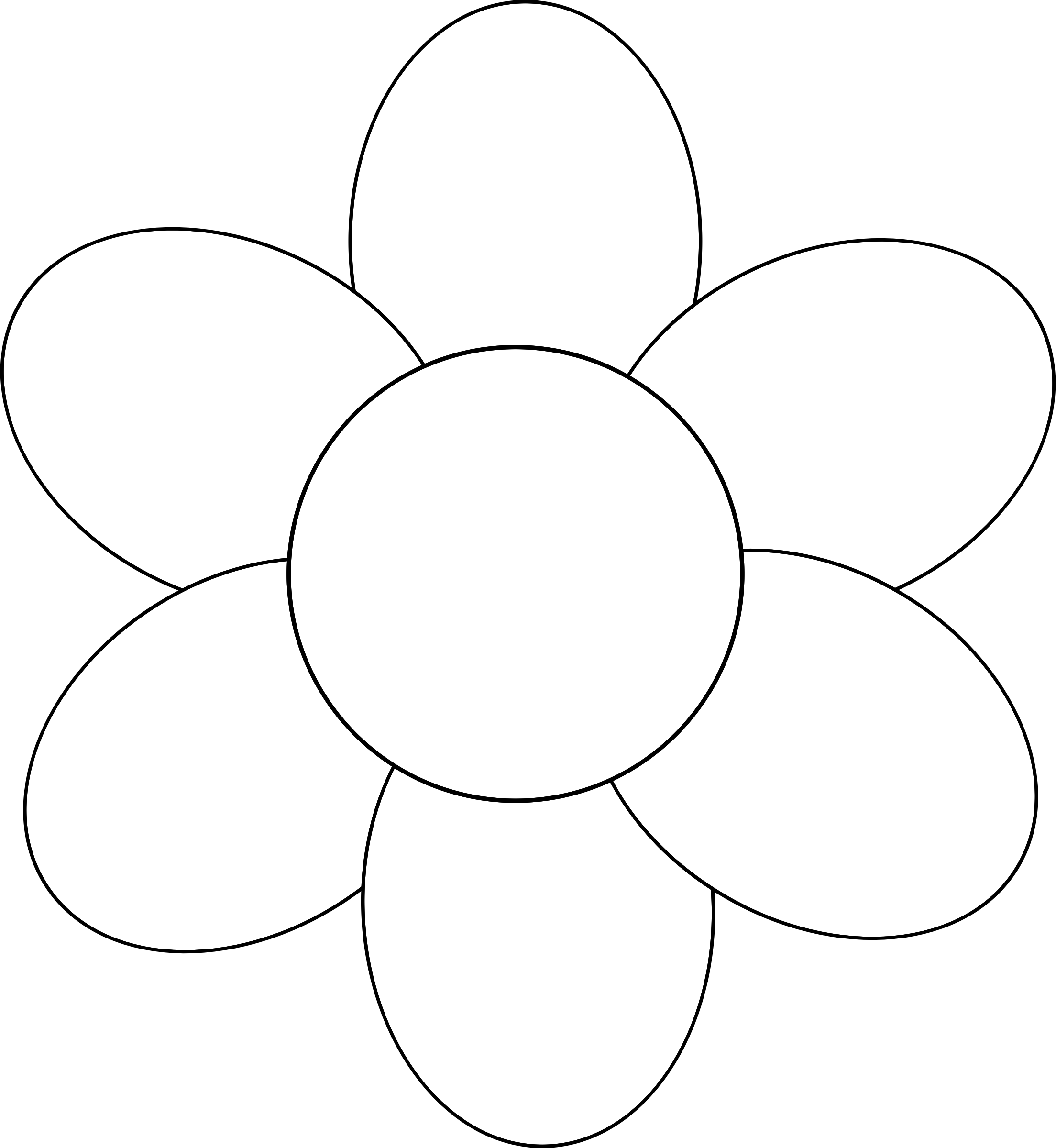 This Page Contains All Information About 6 Petal Flower - Flower Clipart Black And White (2208x2400)