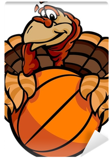 Basketball Happy Thanksgiving Holiday Turkey Cartoon - Happy Thanksgiving Football Turkey Embroidery Design (400x400)