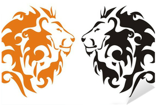 Tribal Lion Heads - Vector Graphics (400x400)