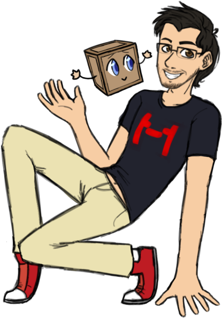 Markiplier And Tiny Box Tim ^^ My First Doodle - Art (500x656)