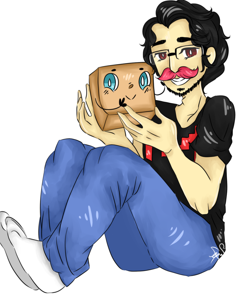 Markiplier And Tiny Box Tim By Naruhodo-tan - Cartoon (800x1000)
