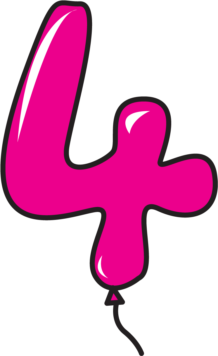 Pink Balloon Clip Art - Number 4 Balloon Png (838x1419)