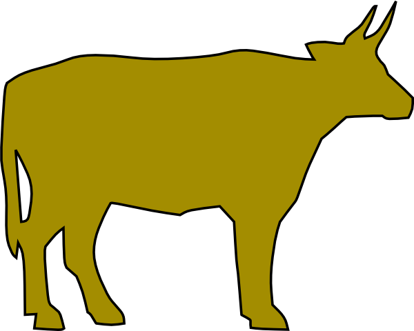 Cow Silhouette 4 Clip Art - Yellow Cow Drawing (1920x1537)