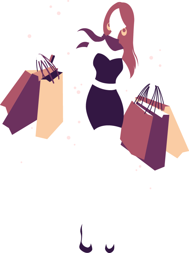 Shopping Girl Illustration - Woman Shopping Silhouette Png (637x853)
