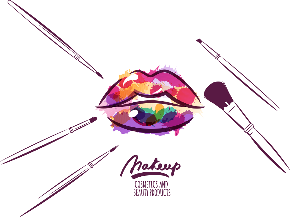 Cosmetics Makeup Brush Make-up Artist Illustration - Creative Kisses By Kheper Games (1000x748)