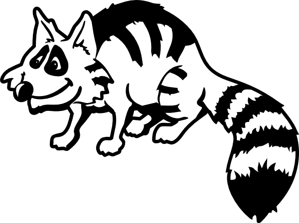 Raccoon Clip Art At Clkercom Vector Online - Racoon Black And White (600x448)