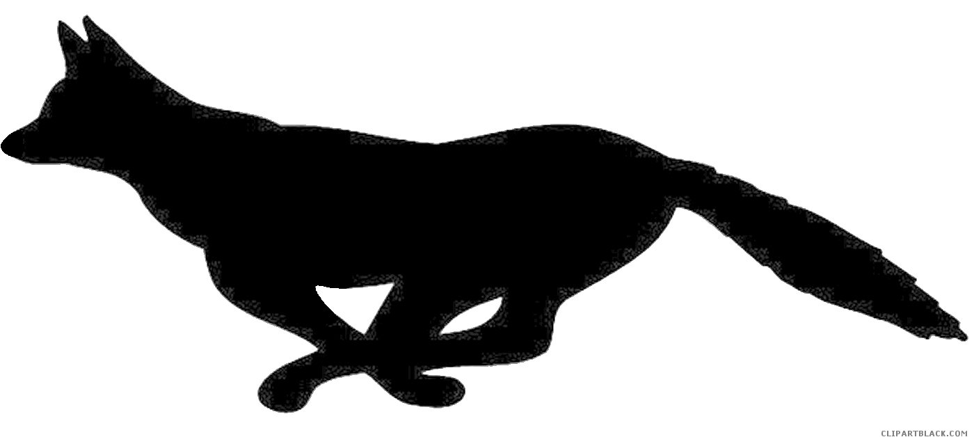 Running Fox Animal Free Black White Clipart Images - Dog Running Silhouette Gif (1419x635)