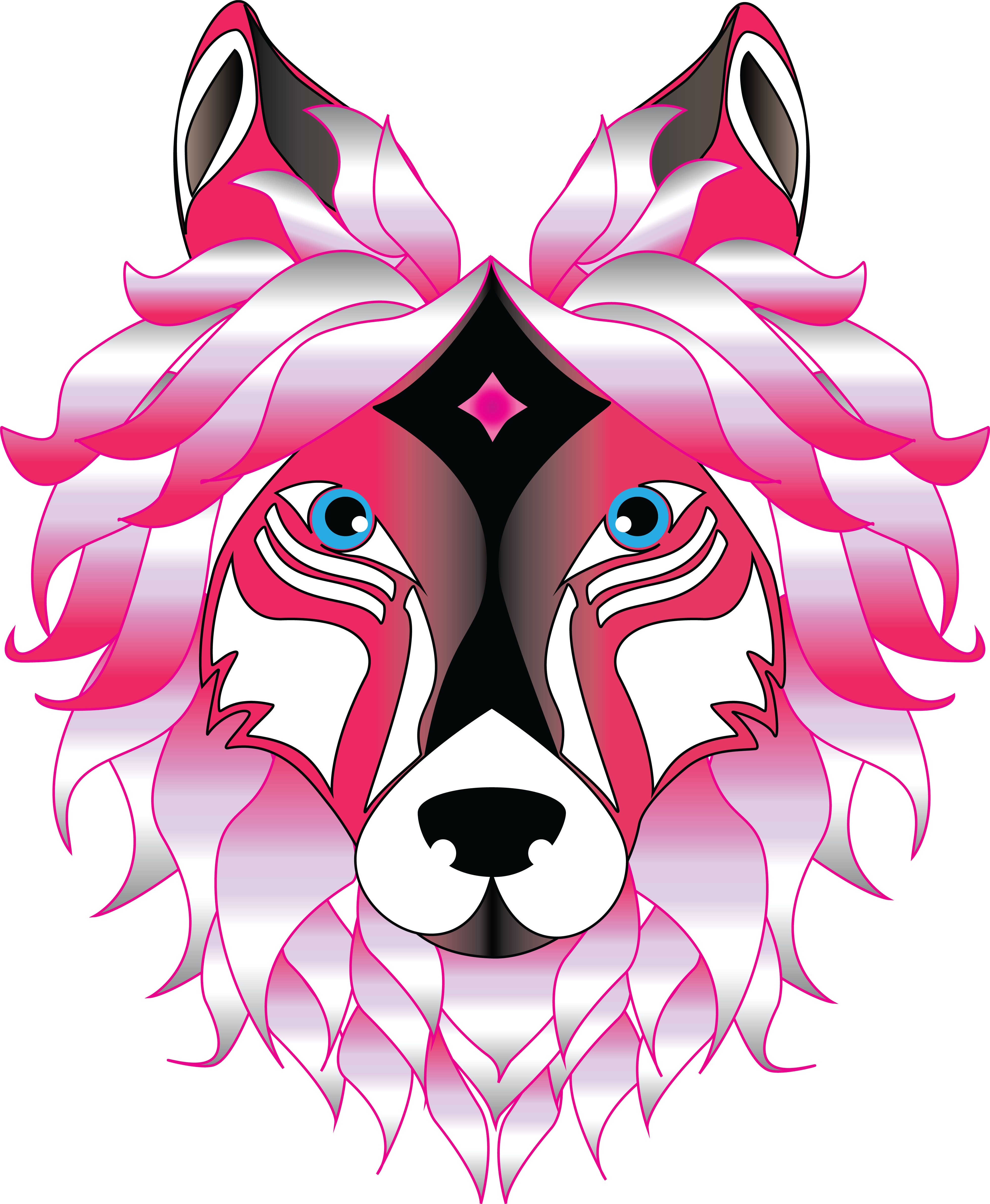 Free Clipart Of A Pink Fox - Cabeza De Lobo Png (4000x4865)
