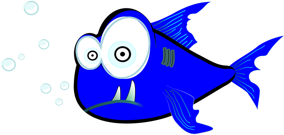 Cute Cartoon Fish 16, - Piranha Clip Art (960x480)