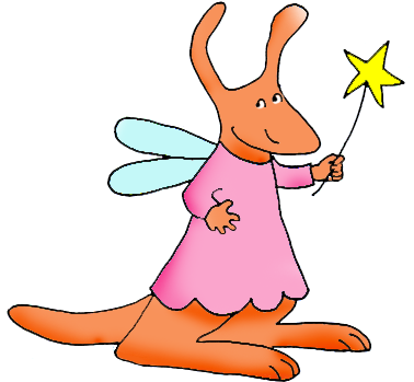 Cartoon Drawings Of Animals - Kangaroo Fairy (377x388)