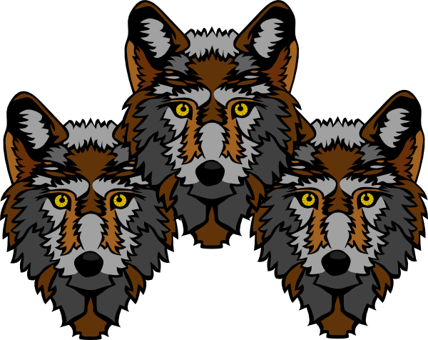 Three Wolves Clipart (600x476)