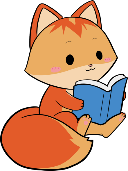 Cute Fox Mascot - Reading Mascot (441x588)