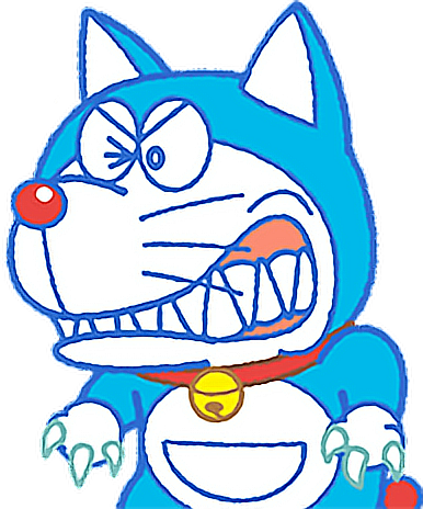 Cute Doraemon Halloween Wolf Werewolf - Gray Wolf (386x464)