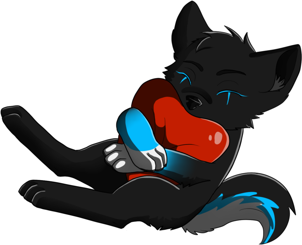 Blue Thunder Cuddle Heart ~ By Oo Howling Wolf Oo - Red And Blue Anime Wolves (981x814)