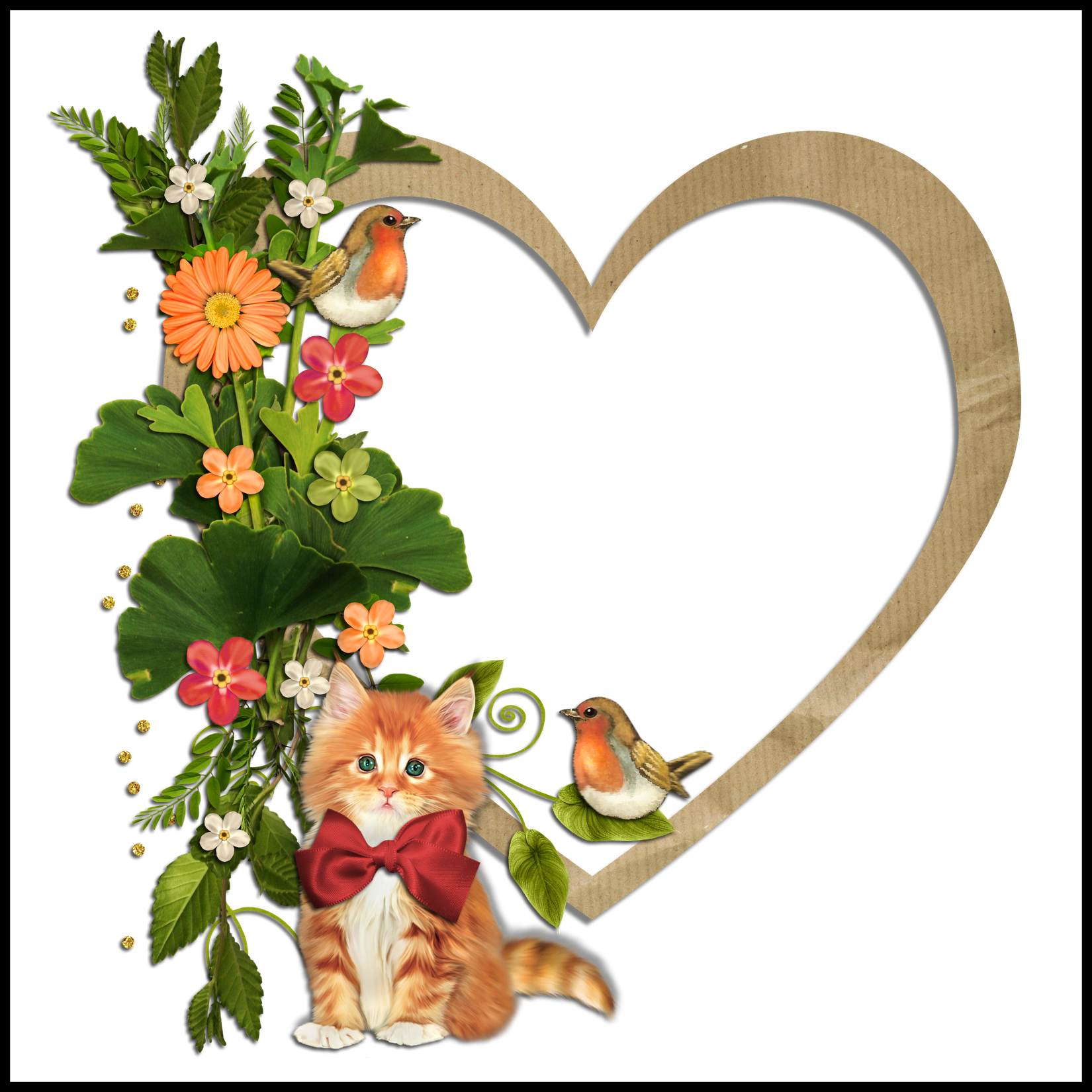Unbelievable Kitty Birds And Flowers Heart Transparent - Clipart Dia Internacional Da Mulher (1650x1650)