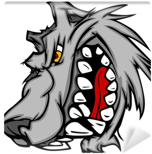 Wolf Mascot Vector Cartoon With Snarling Face Wall - Wolf Logo Png (400x400)