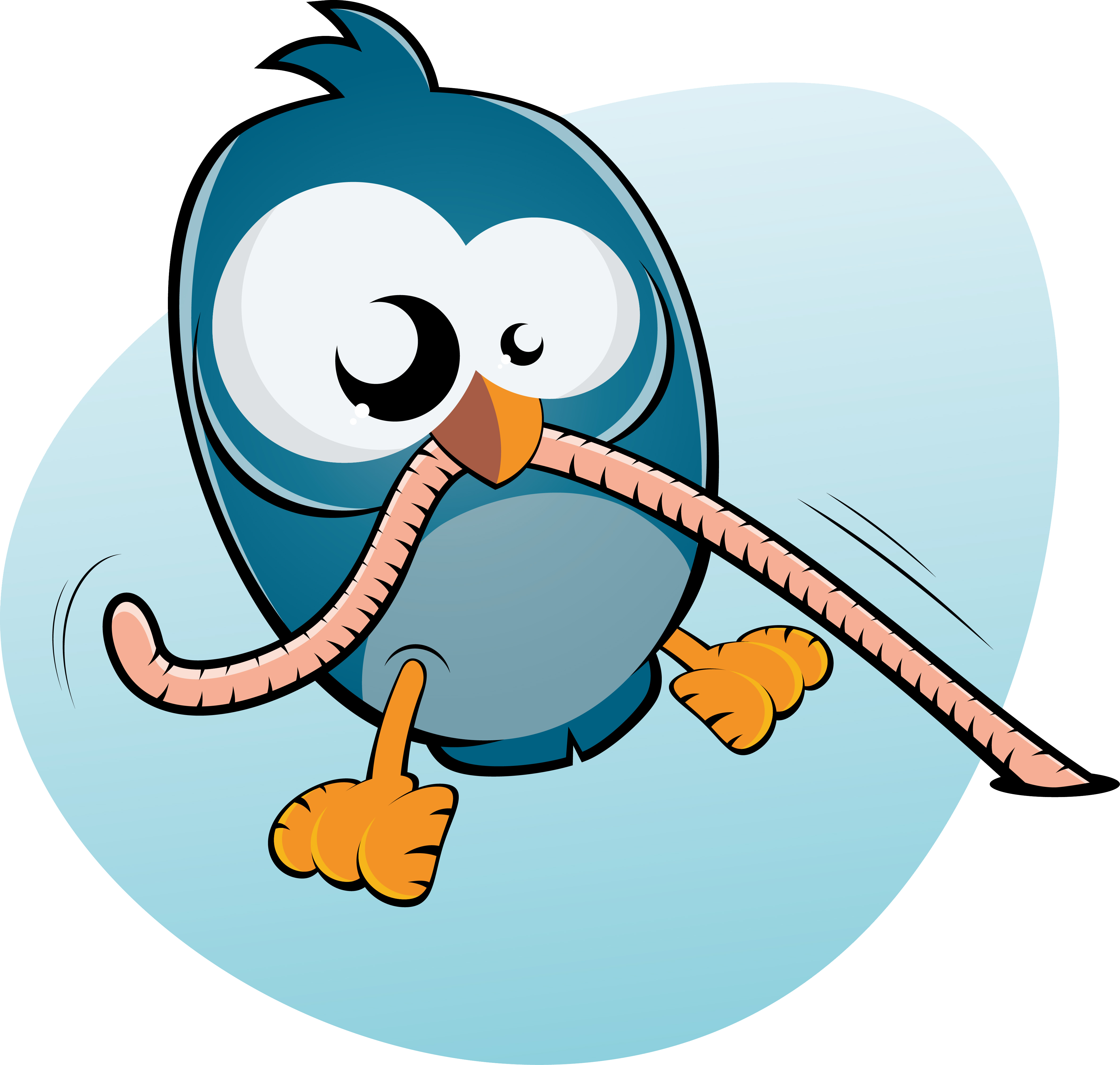Bird With Worm Cartoon (4209x4002)