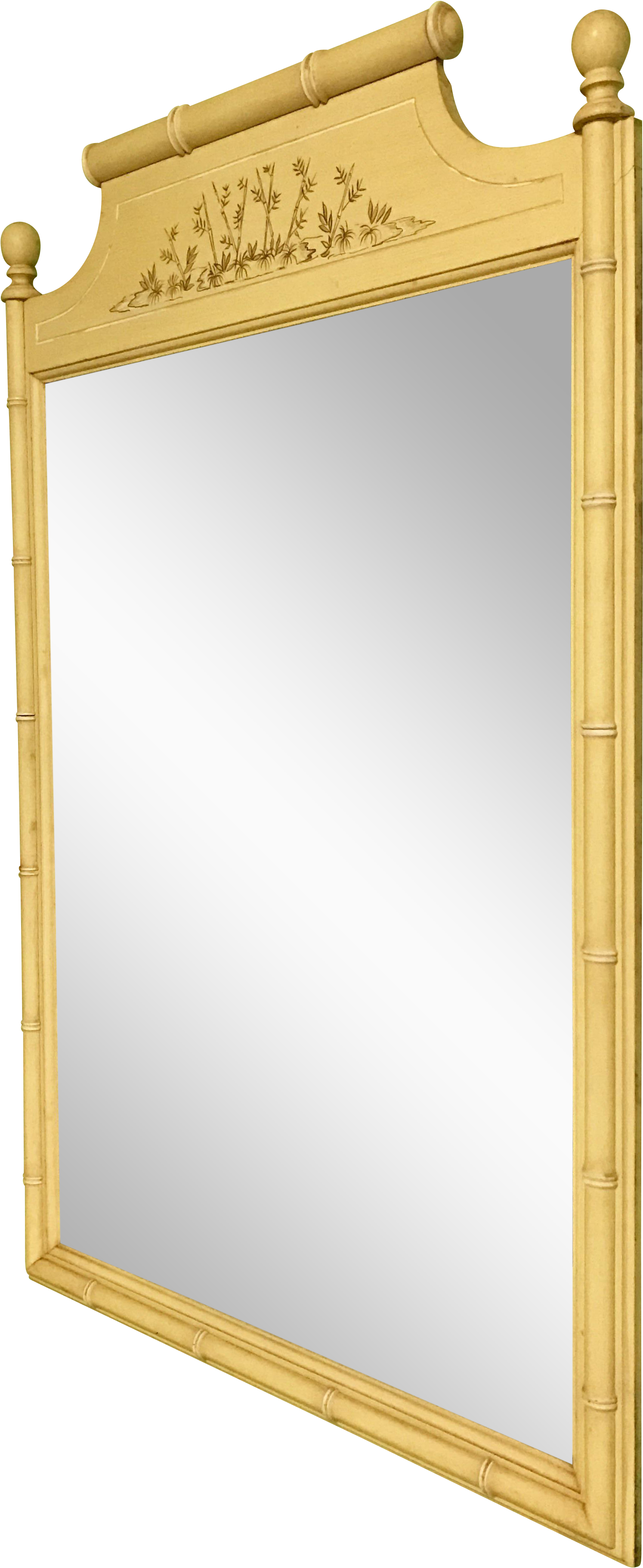 Vintage Yellow Bamboo-style Mirror On Chairish - Wood (1659x4043)
