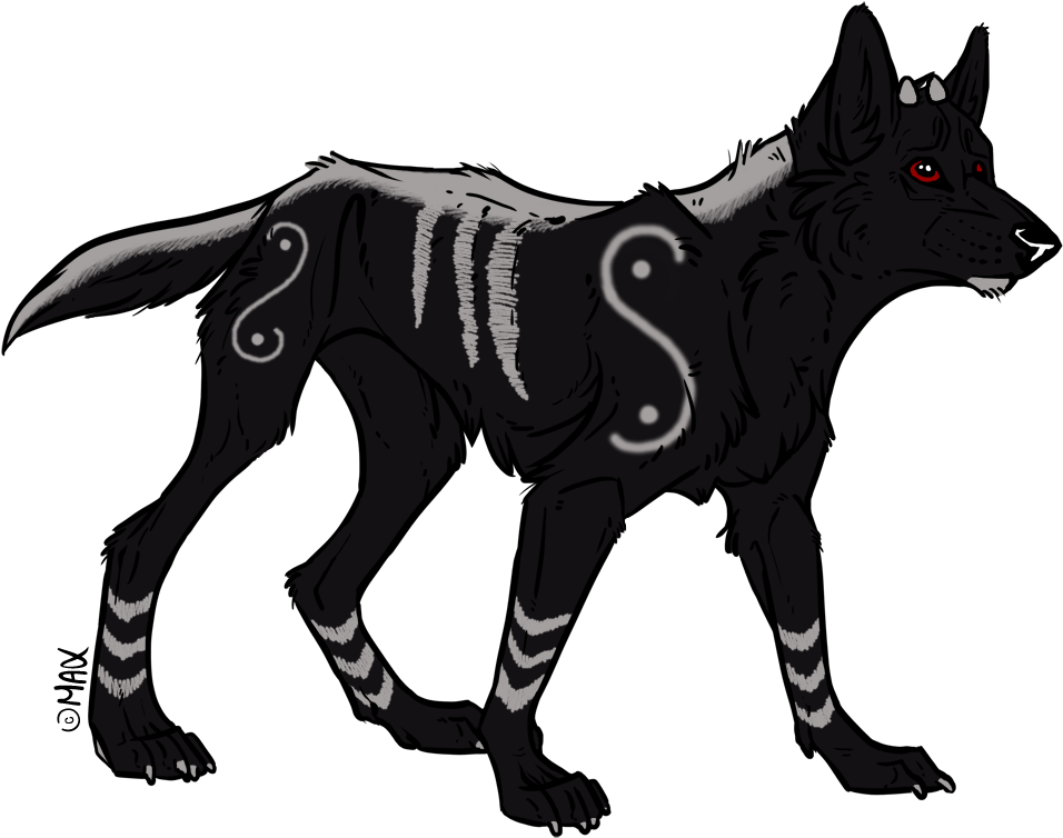 Custom Hellhound Pup For Rexyplexy By Bottled-rottweiler - Black And White Hellhound Clipart (978x765)