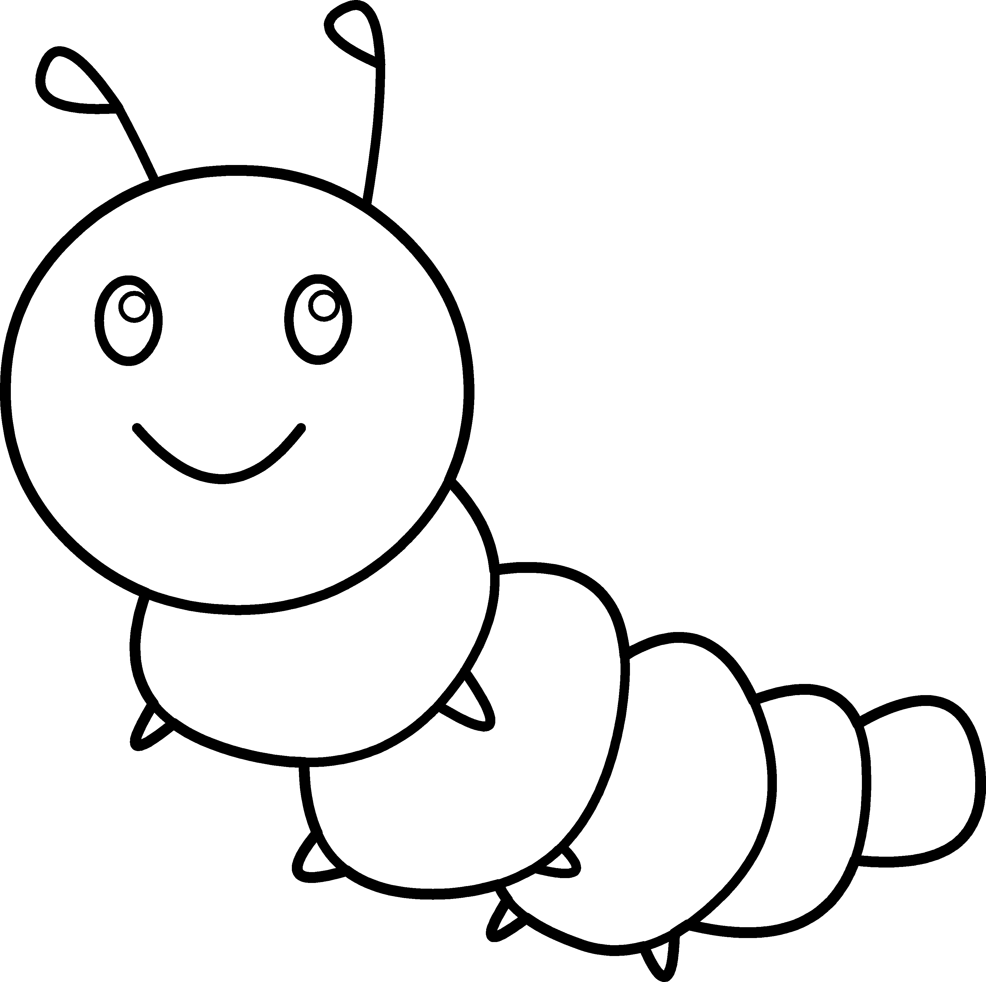 Caterpillar Clip Art - Caterpillar Clipart Black And White (3456x3440)