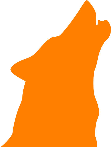 Orange Clipart Wolf - Draw A Howling Wolf Silhouette (450x593)