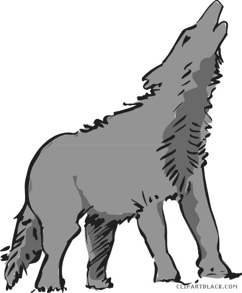 Howling Wolf Animal Free Black White Clipart Images - Howling Wolf Animal Free Black White Clipart Images (492x594)