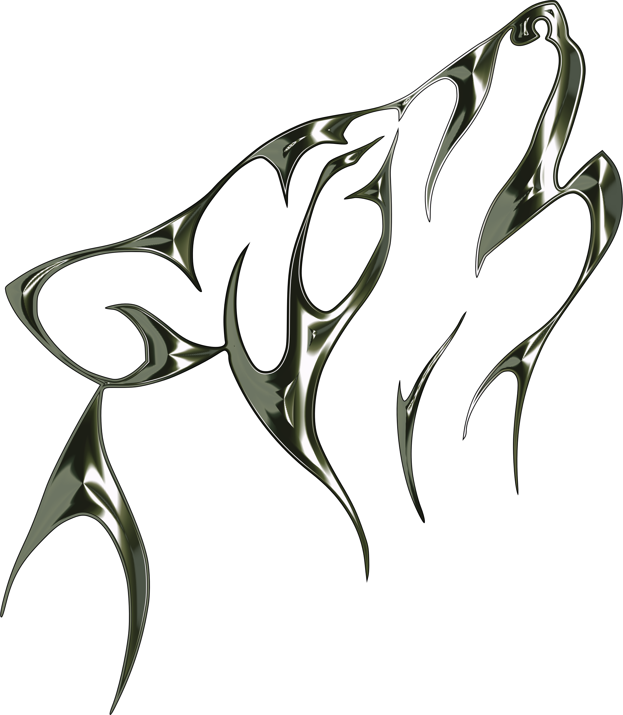 Clipart Polished Obsidian Tribal Wolf No Background - Clipart Polished Obsidian Tribal Wolf No Background (2044x2346)