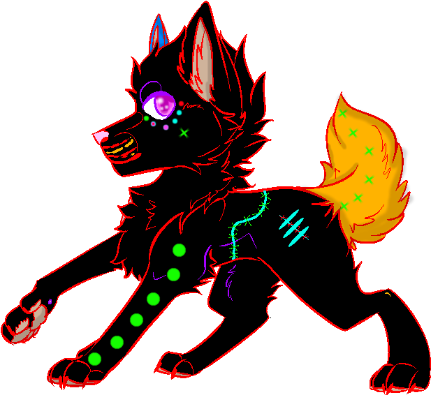 Neon Wolf Echo By Snow The Majestic - Illustration (800x600)