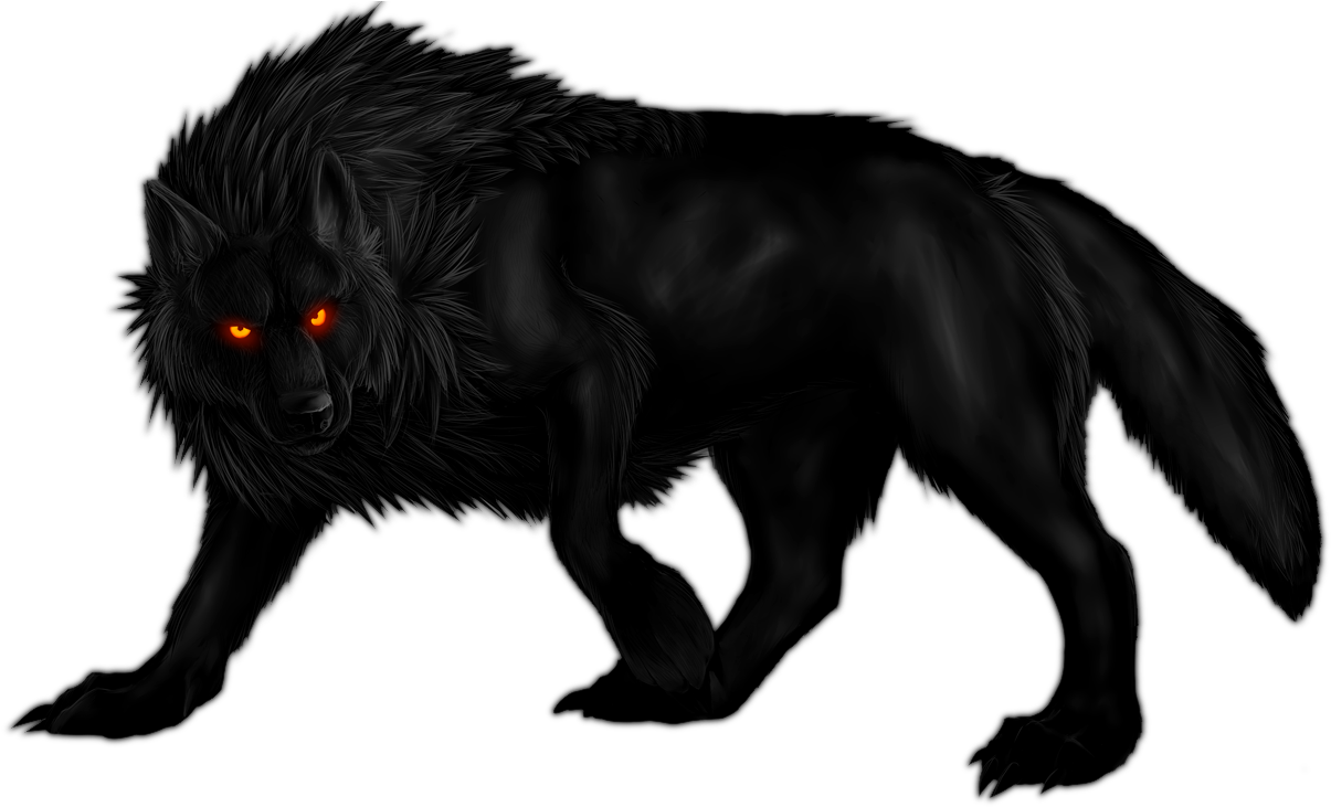 Black Big Bad Wolf Clipart - Cool Black Wolf With Red Eyes (1223x732)