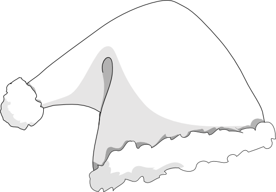Net Clip Art Elf Hat Svg - Black And White Christmas Hat (555x386)