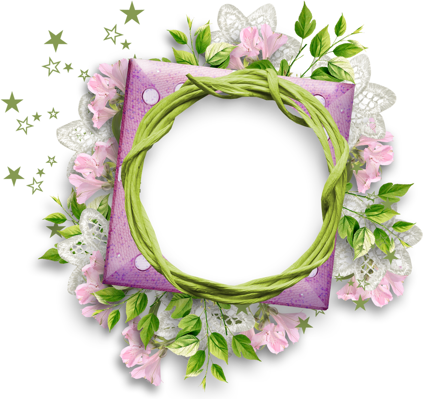 Purple Flower Clipart Round Flower Frame - Round Flower Frame Png (1500x1373)