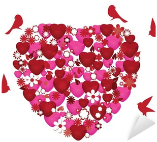 Vinilo Pixerstick Corazón De Vectores De Flores, Corazones - Illustration (400x400)
