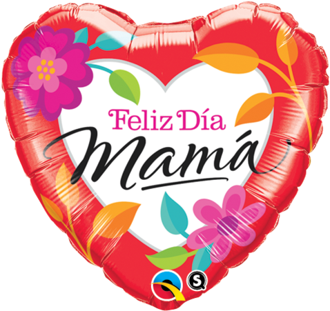 18" Corazon, Rojo, Feliz Dia Mama, Flores - Monkey Bananas About You 45cm Balloon (480x480)