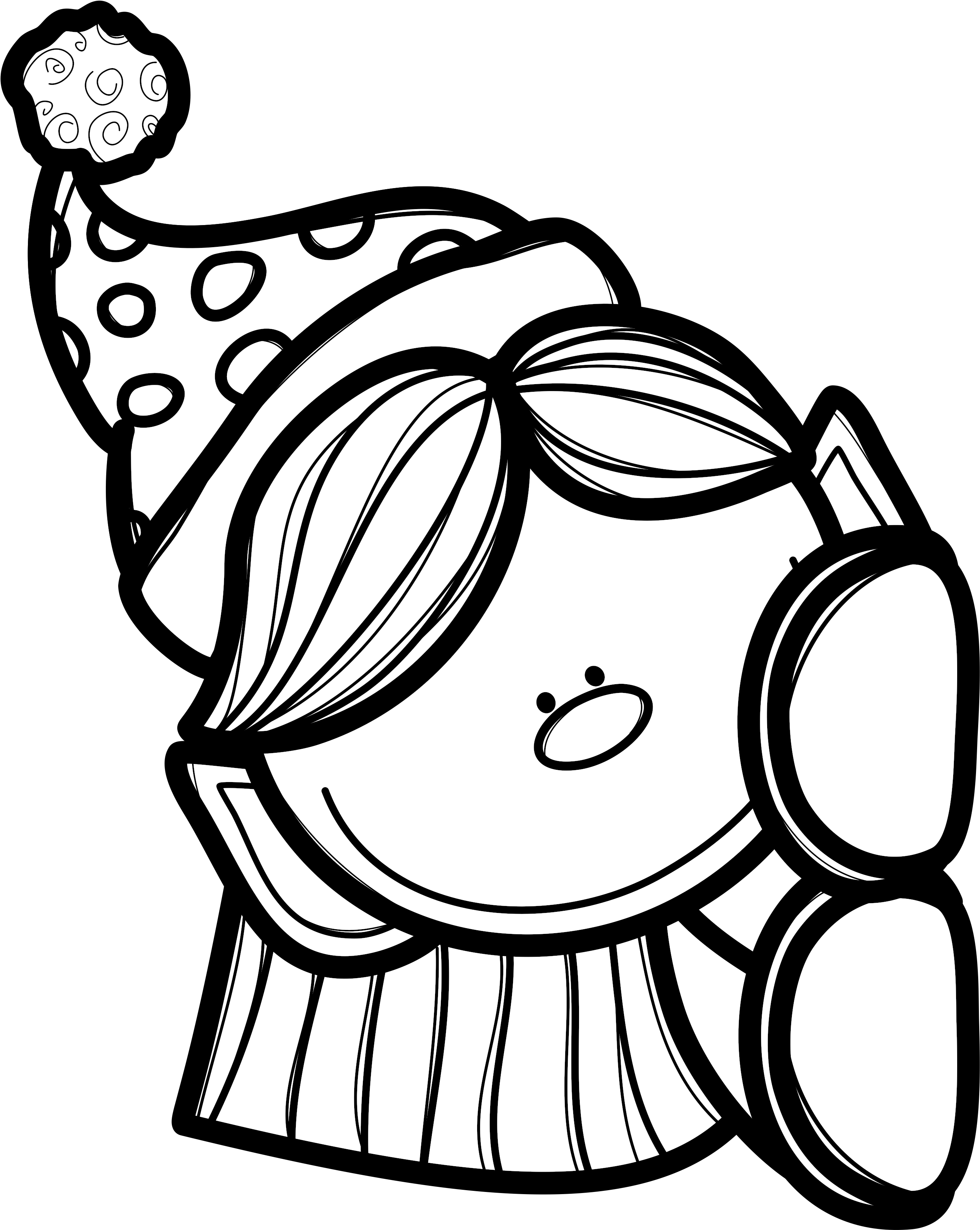 Black And White Coloring Pages Of Girl Elf Peeking - Drawing (2792x3500)
