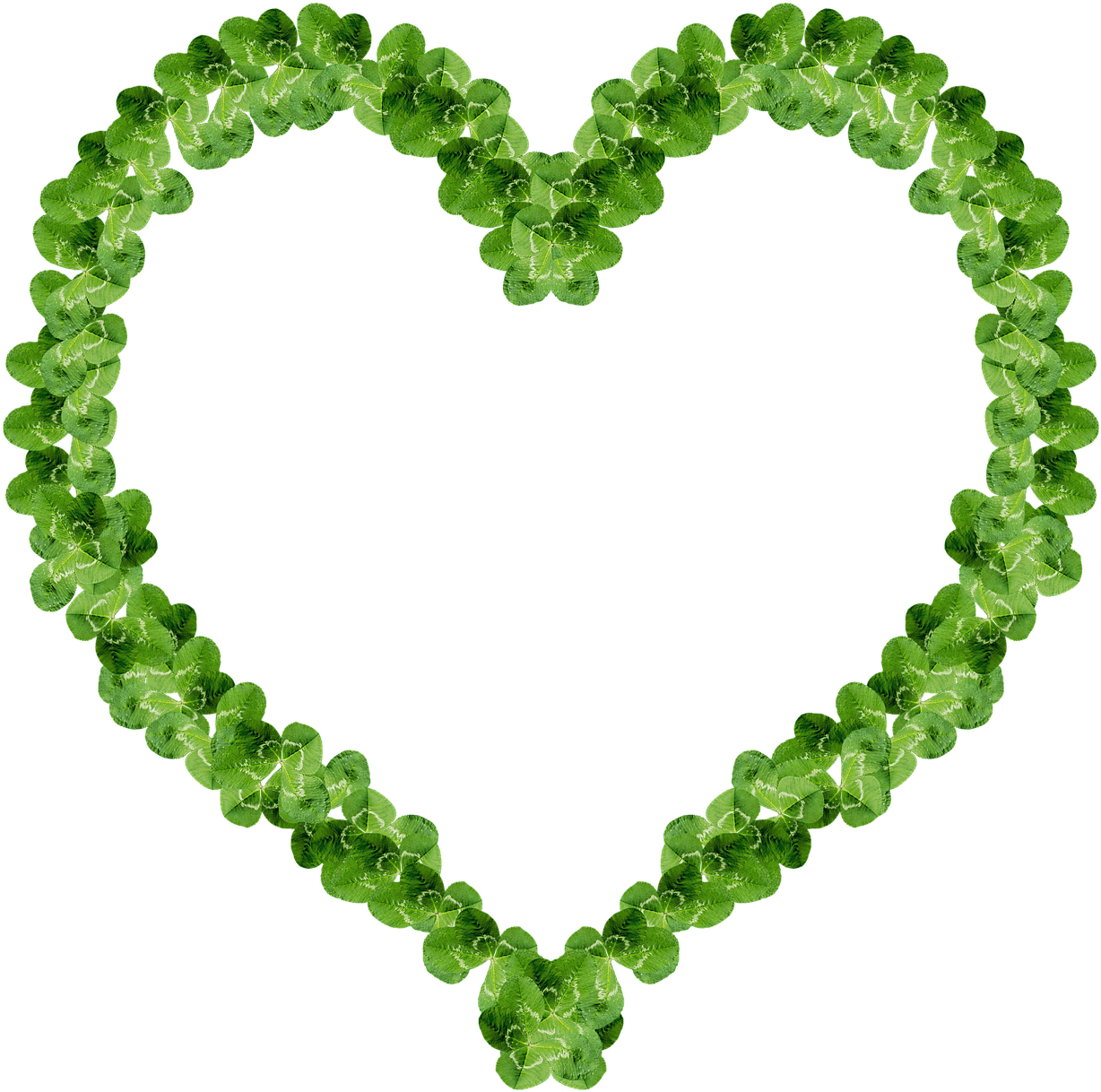 Clover Heart Frame Happiness Png Image - Heart Frame Green (1280x1244)
