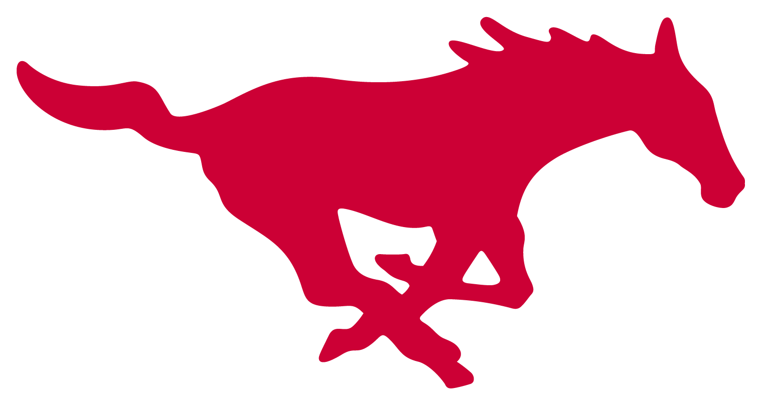 Red With White Outline - Smu Mustang Logo Vector (1519x808)