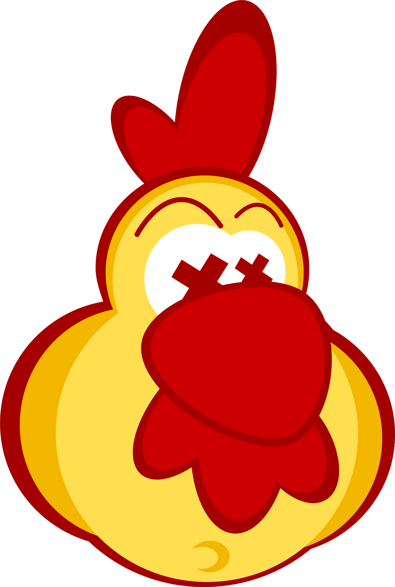 Chicken Clipart With Crazy Eyes - Dead Chicken Cartoon Png (1615x2400)