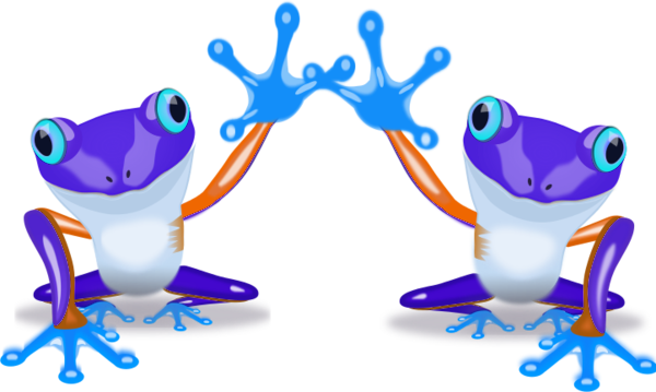 Internet High Five Clipart - Green And Orange Frog Ornament (oval) (600x359)