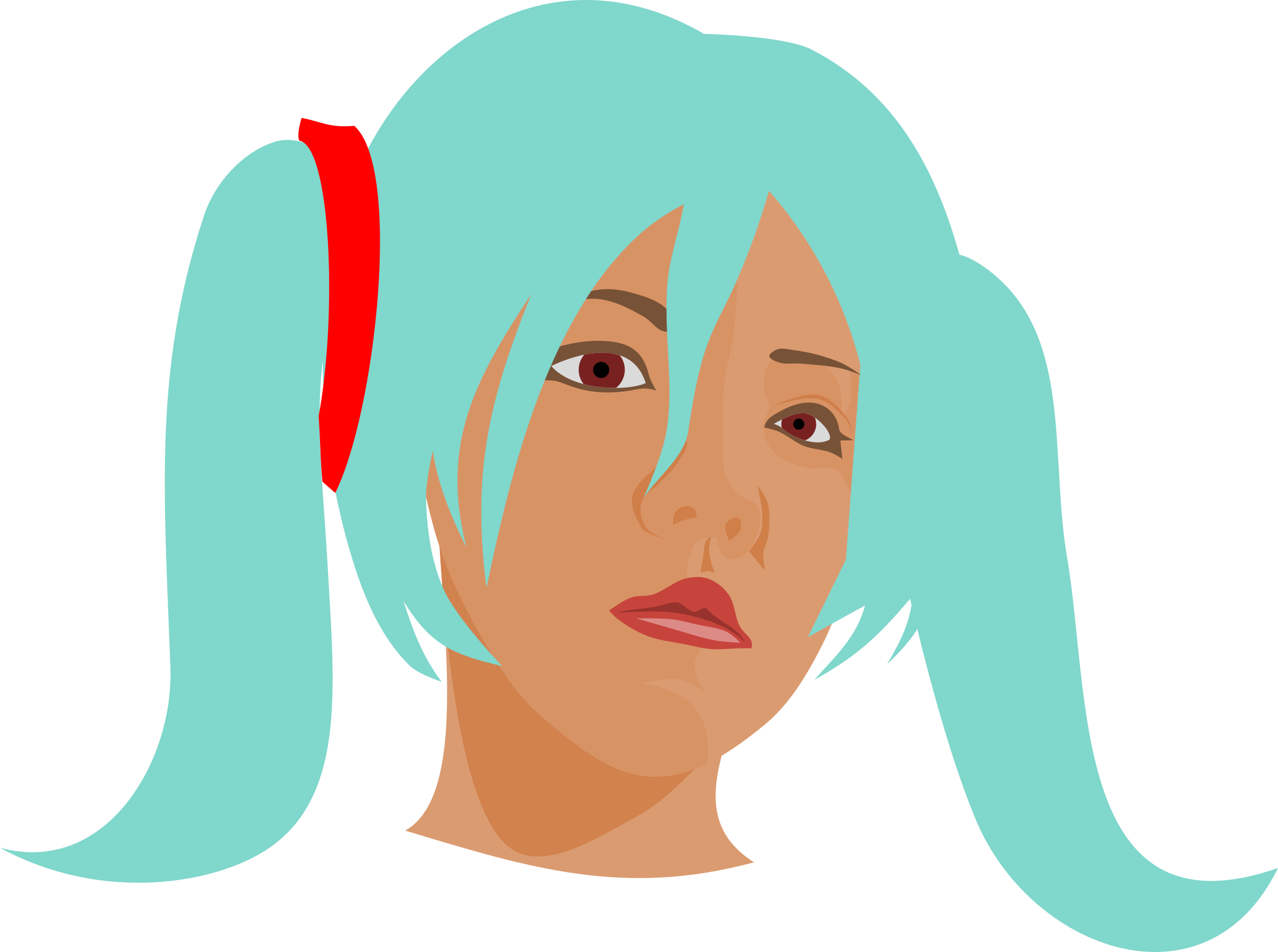Clipart - Blue Hair Girl Clipart (2400x1788)