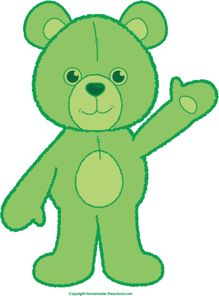 Click To Save Image - Cartoon Teddy Bear Green (440x594)
