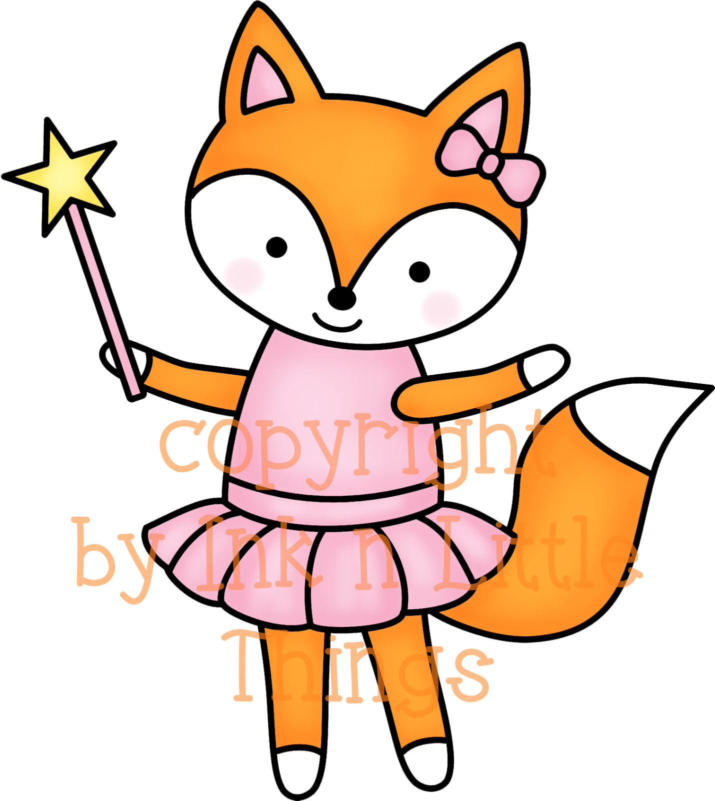 Ink N Little Things - Girl Fox Clipart (1451x1600)