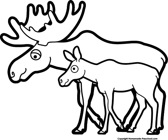 Free Moose Clipart - Black And White Clip Art Moose (540x450)