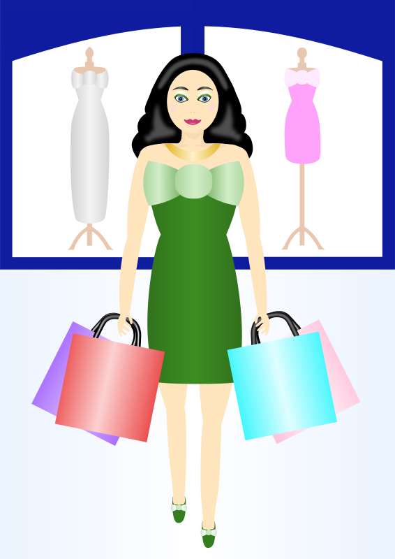 Shopping Mall Clipart No Copyright - رسم كرتون امرأة تتسوق (566x800)